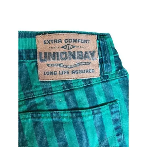 UNIONBAY Extra Comfort Women's 90s Preppy Bermuda Green Short Striped Size 32 - Picture 5 of 15